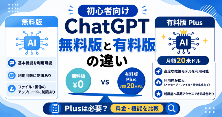 ChatGPT無料版と有料版Plusの料金・機能・利用制限の違いを比較